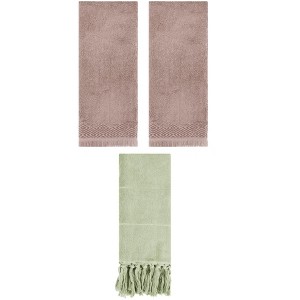 REGALWOVEN 3 Packs Cotton Absorbent Soft Turkish Hand Towels with tassel for Bathroom - 1 of 4