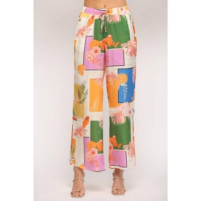 Women's Tropical Print Wide Leg Pant - Fate