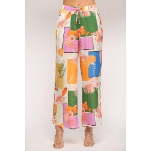 Women's Tropical Print Wide Leg Pant - Fate - 1 of 2