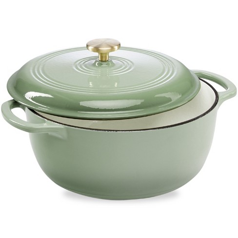 Enameled Green Cast Iron 5qt Oval Dutch Oven w/ Lid Made in France
