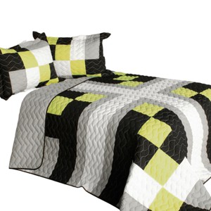 Slickblue Full/Queen Quilt Set, 100% TC Fabric Vermicelli Quilted Patchwork, Reversible, Multi Design & Color, 3pc - 1 of 4