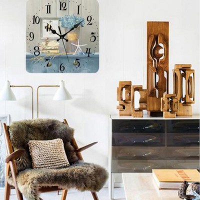 10 inch Vintage Wooden Wall Clock,Silent Non Ticking Retro Square Hanging Clocks for Home Kitchen Living Room Office