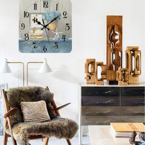 10 inch Vintage Wooden Wall Clock,Silent Non Ticking Retro Square Hanging Clocks for Home Kitchen Living Room Office - 1 of 4