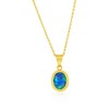 Opalata Sterling Silver, Oval Blue Opal Necklace & Earrings Set - Gold Plated - Blue - 16+2 Inch - 3 of 4