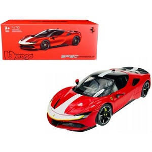 Ferrari SF90 Stradale Assetto Fiorano Red with White Stripes "Signature Series" 1/18 Diecast Model Car by Bburago - 1 of 4