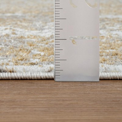 Gold and White Modern Abstract 5' x 7' Area Rug