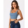 Allegra K Women's Denim Bustier Sleeveless Corset Crop Tops - 4 of 4
