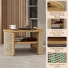31.3 Inch Boho Round Coffee Table with 2-Tier Storage,Natural Wood and Rattan Base,Modern Accent for Living Room-Baofuwish - 3 of 4