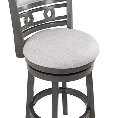Gray Wood Swivel Bar Stool with Fabric Seat