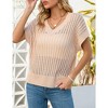 Womens V Neck Summer Pullover Sweater Vests Cap Sleeve Tops Casual Loose Fit Lightweight Knit Vest Tops - 3 of 4