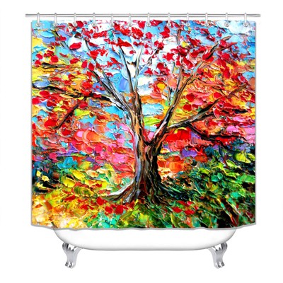 Colorful Tree Shower Curtains for Bathroom Waterproof Fabric Bath Curtain Durable Soft Stylish Bathroom Decor 72x72 Inch