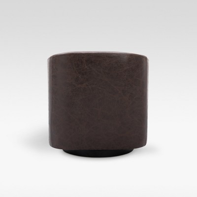 Dark Chocolate Faux Leather Swivel Barrel Chair