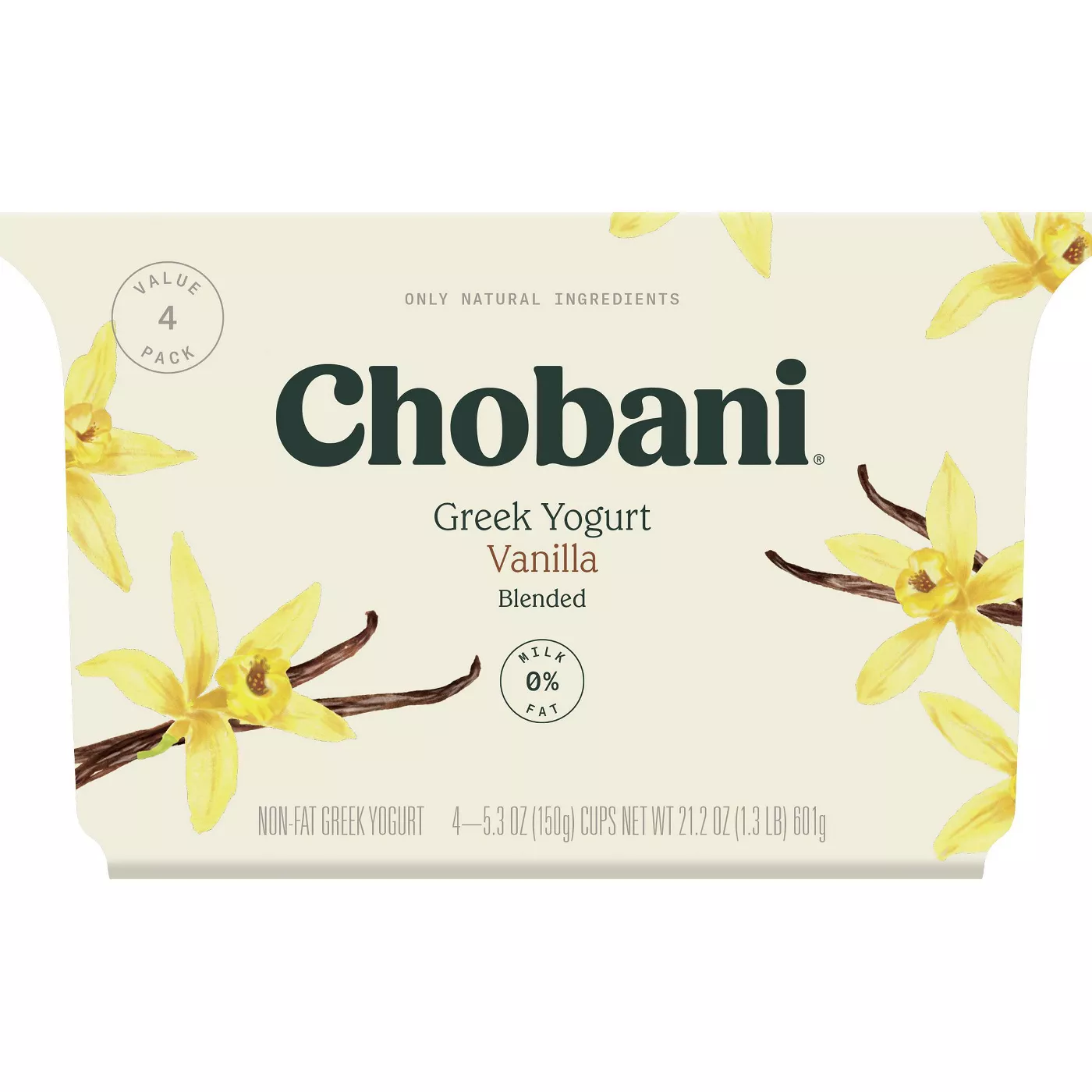 Chobani Chobani Non-Fat Greek Yogurt Vanilla Blended 5.3oz 4-pack