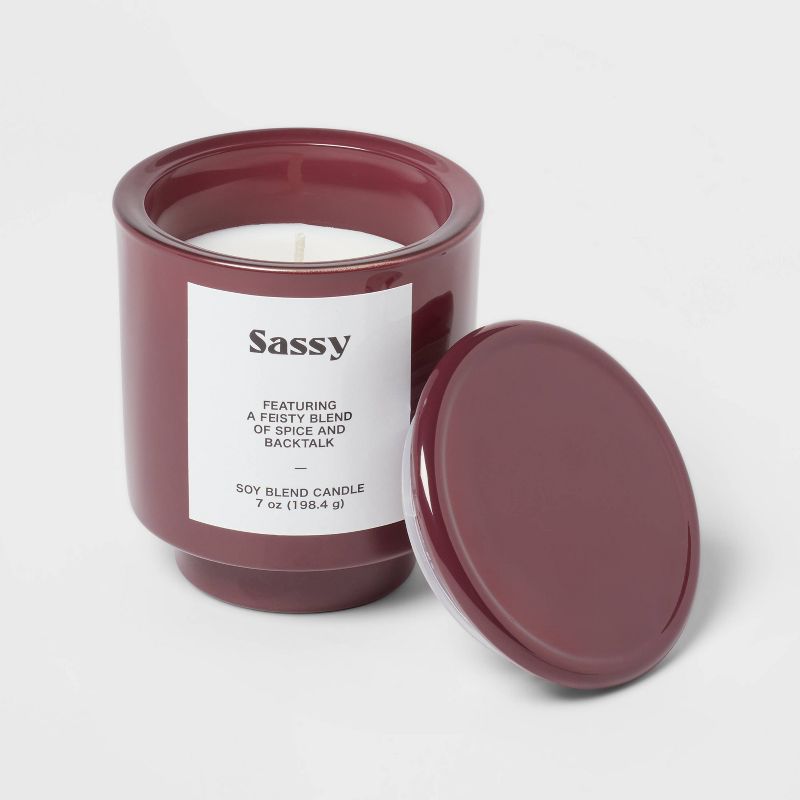7oz Plum Exterior Painted Glass with Glass Lid Sassy Candle Purple - Opalhouse&#8482;, 4 of 5