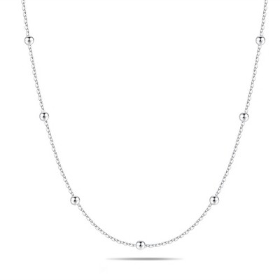 Turandoss Silver Chain Necklace for Women men, 1.6mm Satellite Bead Chain Sturdy Hypoallergenic, Dainty Silver Jewelry for Women Men, 16-22 Inches
