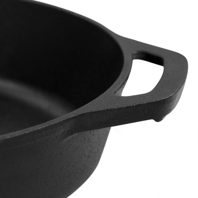 MegaChef Round Preseasoned Cast Iron Frying Pan with Handle in Black, 4 of 8