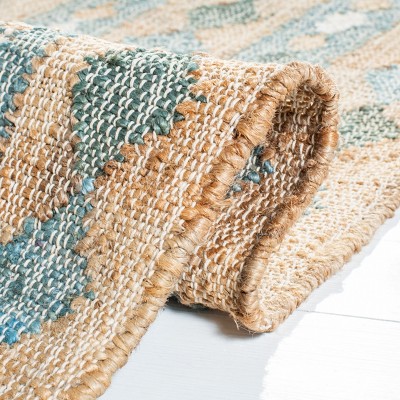 Handmade Blue and Beige Wool 6' x 9' Flat Woven Area Rug