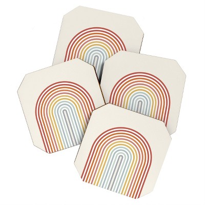 4pk Showmemars Minimalist Rainbow Coasters - society 6