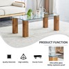 Modern Glass Coffee Table Accent Rectangular Tea Table With Glass Tabletop Wooden MDF Legs Center Table, Transparent 44.9"*21.7"*16.9" - 3 of 4