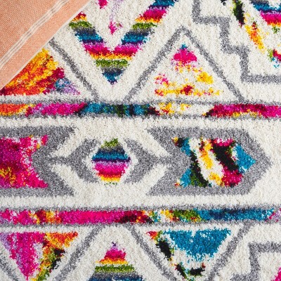 Fiesta Multicolor High Pile Shag Area Rug