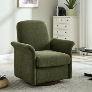 Swivel Barrel Accent Chair with Solid Wood Base & Comfortable Cushion for Living Room, Bedroom-Baofuwish - 1 of 4