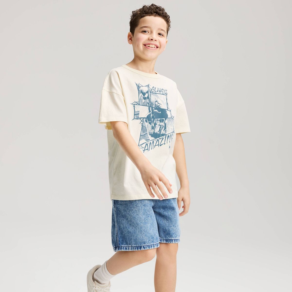 Boys' Short Sleeve Spider-Man Graphic T-Shirt - Cat & Jack™ Cream
