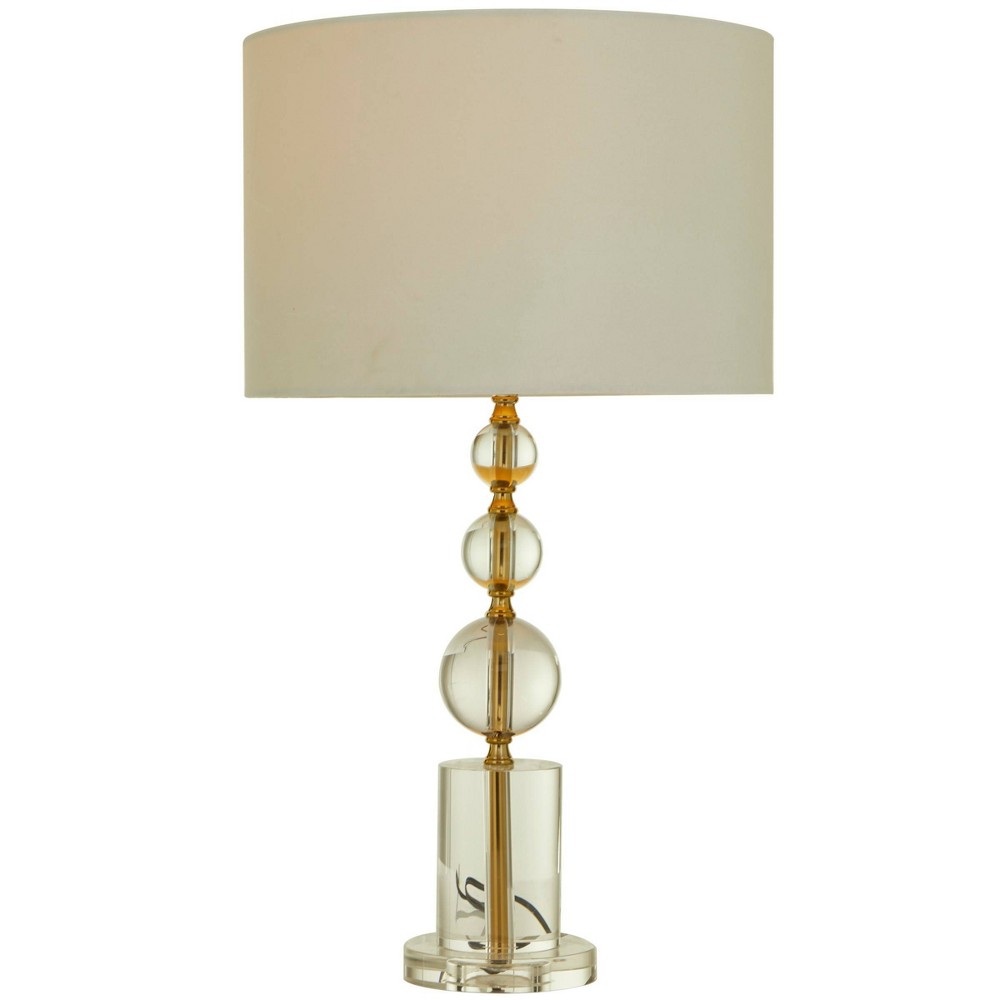 Photos - Floodlight / Street Light 27" x 15" Crystal Orbs Style Base Table Lamp with Drum Shade Gold - CosmoLiving by Cosmopolitan