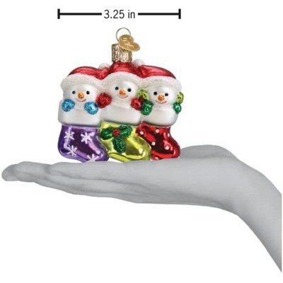 Hand-Painted Glass Snow Family Christmas Ornament
