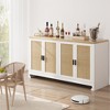 60 Inch Modern Boho Storage Cabinet with Woven Rattan Doors & Adjustable Shelf, Multifunctional TV Stand and Entryway Console for Kitchen, Living Room - 2 of 4