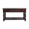 Turned Legs Cherry Console Table, Solid Mango Wood, 2 Drawers, Dark Brown Finish - 2 of 4