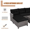 Tangkula Set of 4 Rattan Furniture Set Sofa Ottoman Cushion Garden Deck Patio Black - 2 of 4