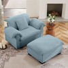 GDFStudio Woodrow Fluffy Armrest Pillows Velvet Chair with Storage Ottoman - image 2 of 4