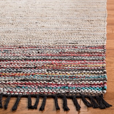 Multicolor Flat Woven Cotton and Cowhide 8' x 10' Rug
