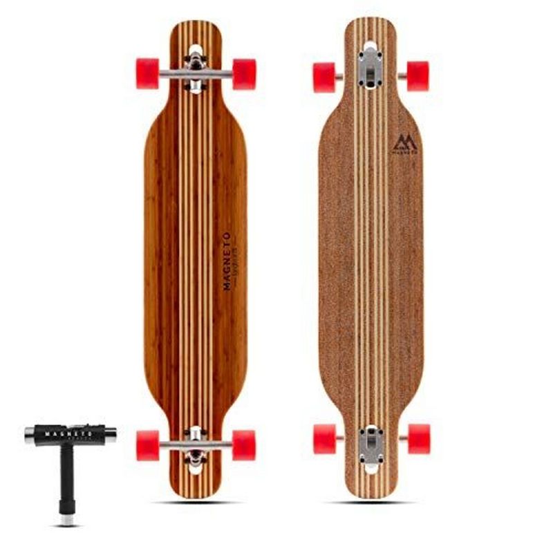 Magneto Hana Longboard Skateboard | 42" x 9.5" | Bamboo with Hard Maple Core | Cruising, Carving, Dancing, Free Skate Tool, Twin, 1 of 9