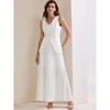 INSPIRE CHIC Women's Summer Outfits V Neck Sleeveless Button Vest Maxi Pleated Skirts Set 2 Pieces - 3 of 4