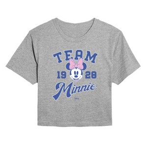 Women's - Disney - Team Minnie- Juniors Cropped Short Sleeve Graphic T-Shirt Cropped Graphic T-Shirt - 1 of 4