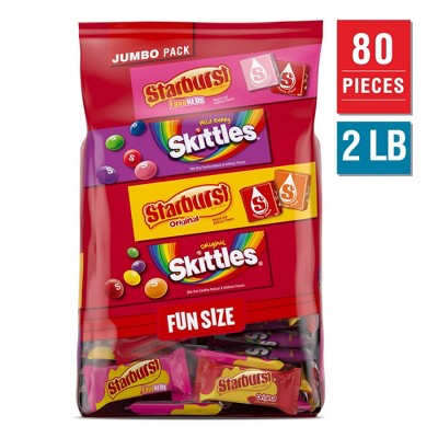 Skittles & Starburst Fun Size Chewy Candy Variety Bag - 32.28oz Jumbo ...