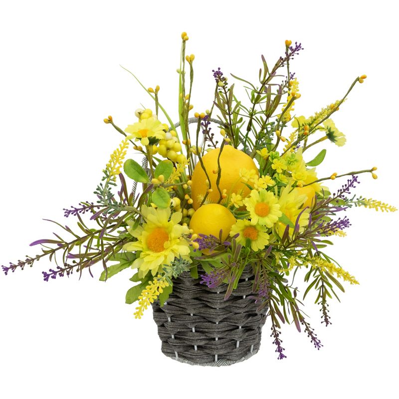 Northlight Lemon and Daisy Hanging Spring Wall Basket - 12"  - Yellow, 5 of 8