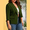 YESFASHION Womens Plus Size Casual Blazer Office 3/4 Sleeve Open Front Cardigans Jacket Work Suit with Pockets - 3 of 4