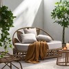 60" Boho Style Patio Sofa with Wicker Frame and Water-Resistant Cushions, Curved Back Outdoor Daybed for Backyard or Poolside-3irtyhousy - 2 of 4