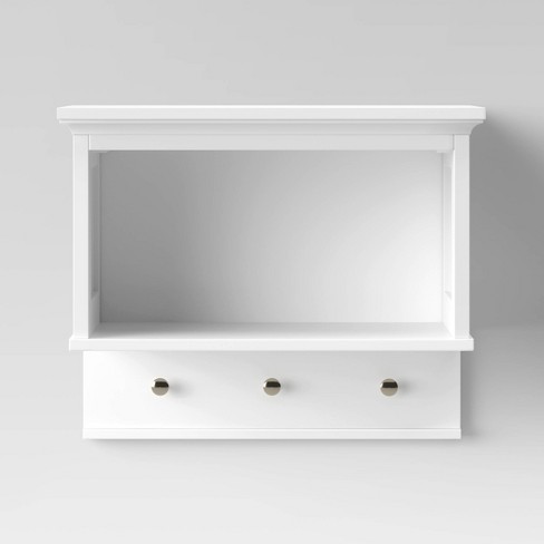 Wall Shelf with Hooks White Threshold