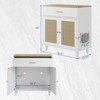 Cat Litter Box Enclosure Furniture, Wooden Cat House with Scratching Board Doors and Storage Drawer - 2 of 4