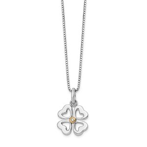 Black Bow Jewelry 4 Heart Diamond Clover Necklace in Rhodium & Gold tone Plated Silver - 1 of 4
