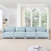 ModernLuxe Chenille Fabric Sofa with Ottoman & Lumbar Pillows, Ergonomic Sofa Couch for Living Room/Bedroom, Beige/Sky Blue/Green (2-4 Seats) - 3 of 4