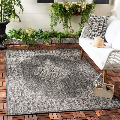 Black and Ivory Rectangular Synthetic Flat Woven Area Rug