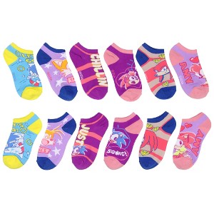 Sonic The Hedgehog Kids Tails Knuckles Amy No-Show Ankle Socks 6 Pair Pack - 1 of 4