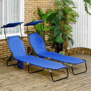 CAVINAS 2PC Reclining Oxford Beach Chair with Adjustable Sunshade,5-Position Oxford Lounge Chair for Outdoor,Lawn,Backyard - 1 of 4