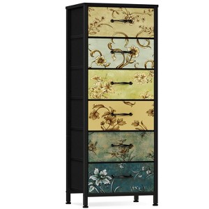 Aoibox Tall 6 Drawer Dresser Vintage Storage Organizer with Fabric Bins Metal Frame Wood Top for Bedroom Entryway - 1 of 4