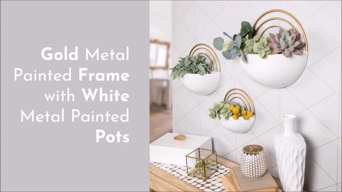 Set of 3 Wall Mounted Crescent Planters White/Gold - Danya B., 2 of 13, play video