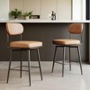 Leovsnove 360 ° Rotating Bar Chair Bar Stool bar stools set of 2 piece set with leather cushions and iron brackets - 2 of 4